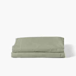 Draps De Lit|Carré Blanc Drap de lit pur coton lavé biologique Souffle sauge