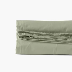 Draps De Lit|Carré Blanc Drap de lit pur coton lavé biologique Souffle sauge