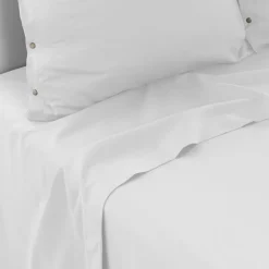 Draps De Lit|Carré Blanc Drap de lit satin de coton lavé bio Quartz blanc