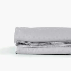 Draps De Lit|Carré Blanc Drap de lit satin de coton jacquard pois et rayures Prestige tourterelle
