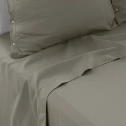 Draps De Lit|Carré Blanc Drap de lit satin de coton lavé biologique Quartz jade