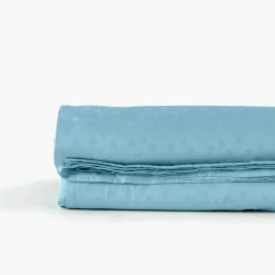Draps De Lit|Carré Blanc Drap de lit satin de coton jacquard pois et rayures Prestige glacier