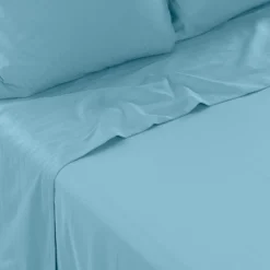 Draps De Lit|Carré Blanc Drap de lit satin de coton jacquard pois et rayures Prestige glacier
