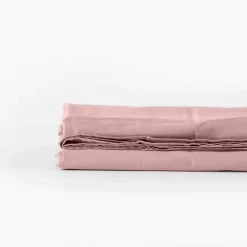 Draps De Lit|Carré Blanc Drap de lit satin de coton lavé bio Quartz blush