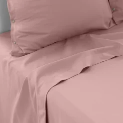 Draps De Lit|Carré Blanc Drap de lit satin de coton lavé bio Quartz blush