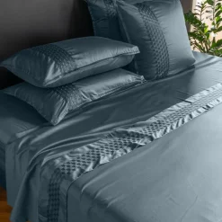 Draps De Lit|Carré Blanc Drap de lit satin de coton Cubes II vert cèdre