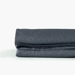 Draps De Lit|Carré Blanc Drap de lit satin de coton jacquard pois et rayures Prestige bleu nuit