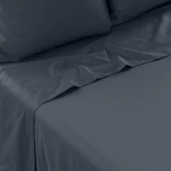 Draps De Lit|Carré Blanc Drap de lit satin de coton jacquard pois et rayures Prestige bleu nuit