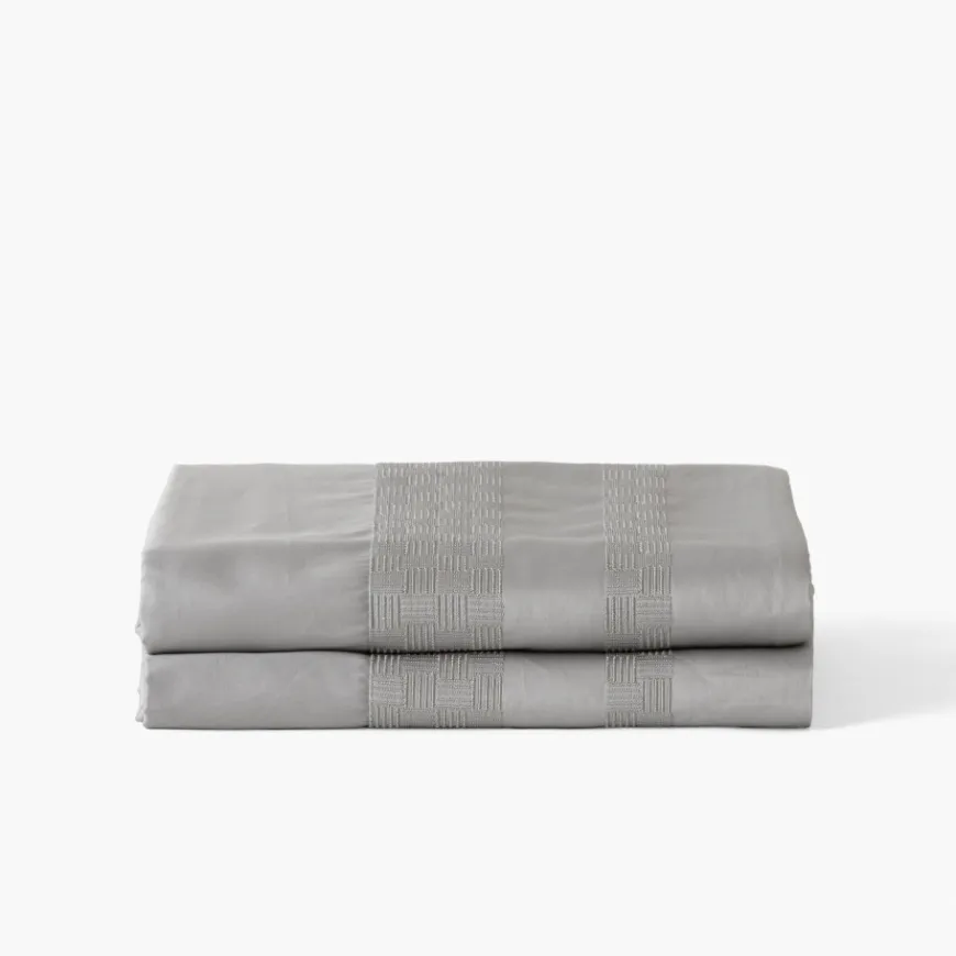 Draps De Lit|Carré Blanc Drap de lit satin de coton Titane