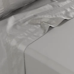 Draps De Lit|Carré Blanc Drap de lit satin de coton Titane