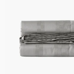 Draps De Lit|Carré Blanc Drap de lit satin de coton Titane