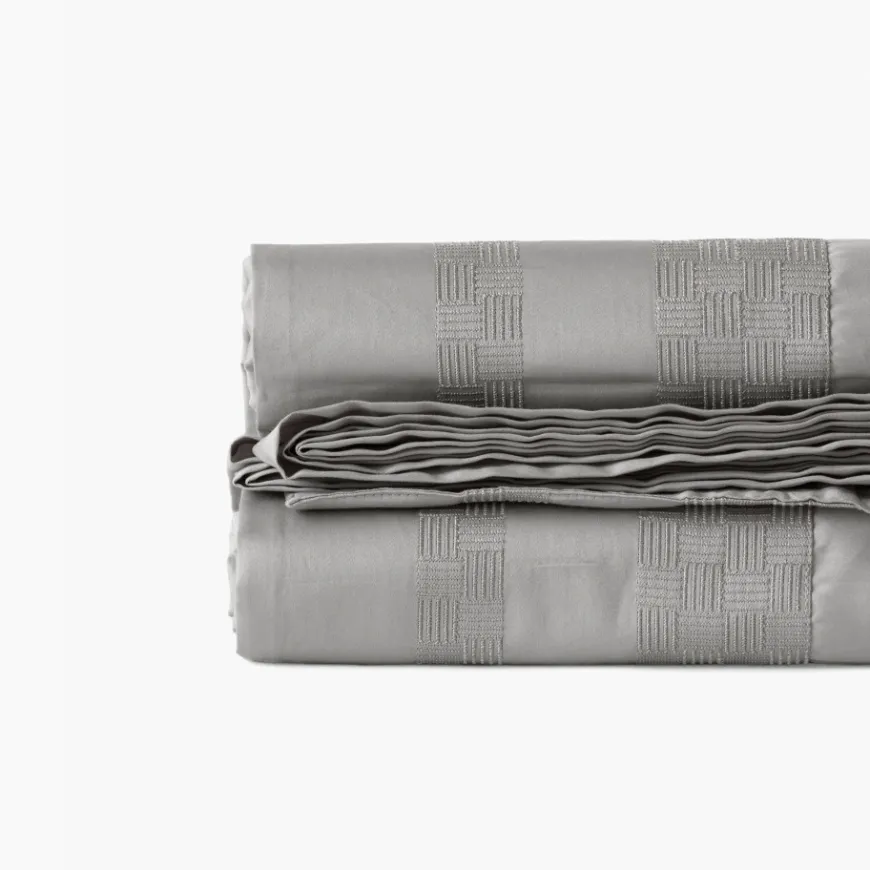 Draps De Lit|Carré Blanc Drap de lit satin de coton Titane