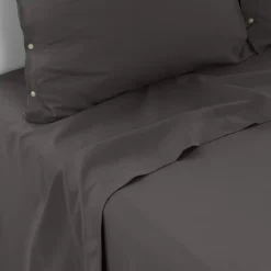 Draps De Lit|Carré Blanc Drap de lit satin de coton lavé bio Quartz galet
