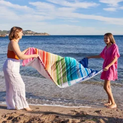 La Plage|Carré Blanc Drap de plage coton Colorfun