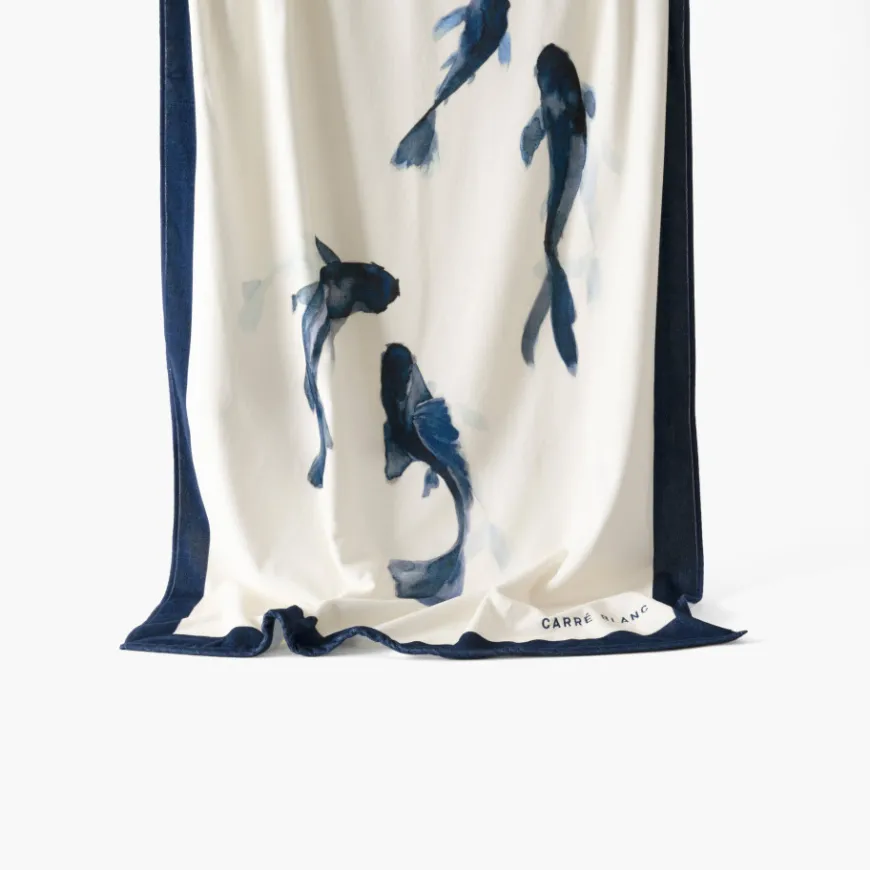 La Plage|Carré Blanc Drap de plage coton Hypnotic