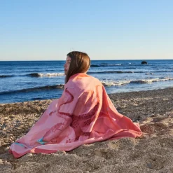 La Plage|Carré Blanc Drap de plage velours de coton Nausica