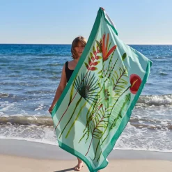 La Plage|Carré Blanc Drap de plage velours de coton Maupiki