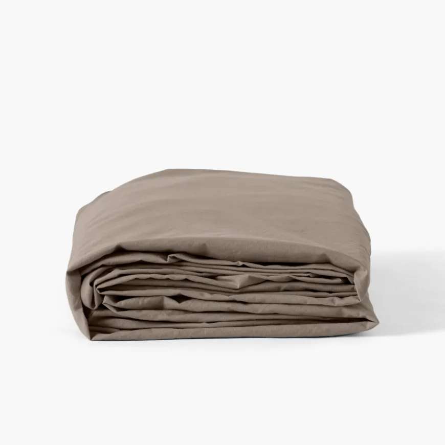 Draps Housse|Carré Blanc Drap housse coton lavé Songe taupe