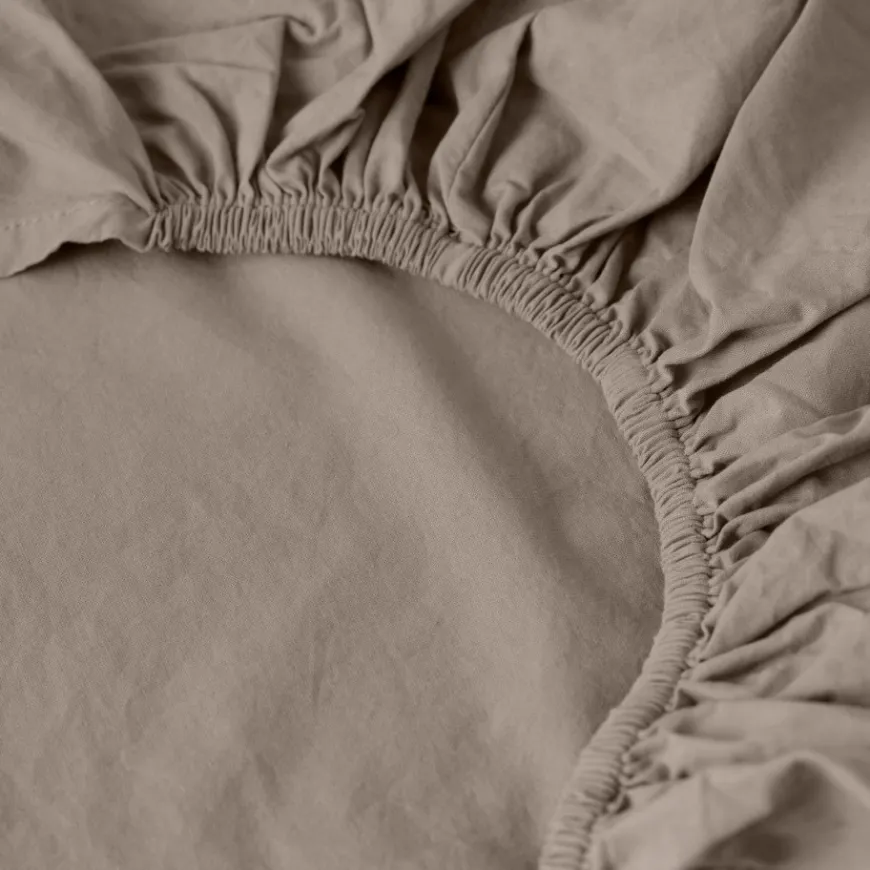 Draps Housse|Carré Blanc Drap housse coton lavé Songe taupe