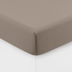Draps Housse|Carré Blanc Drap housse coton lavé Songe taupe