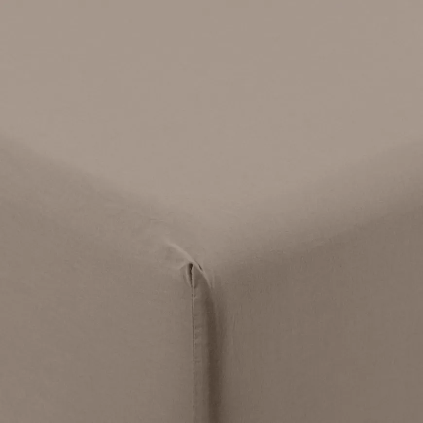 Draps Housse|Carré Blanc Drap housse coton lavé Songe taupe