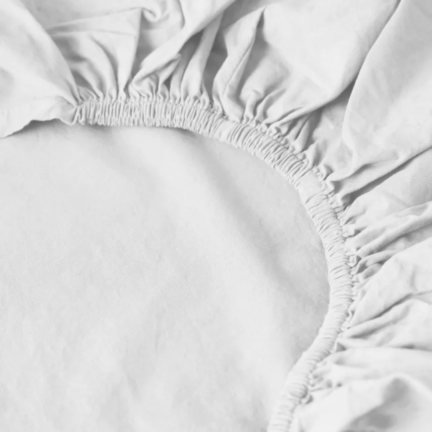 Draps Housse|Carré Blanc Drap housse coton lavé Songe blanc