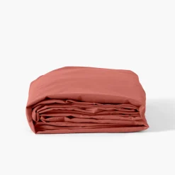 Draps Housse|Carré Blanc Drap housse coton lavé Songe terre cuite