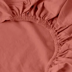 Draps Housse|Carré Blanc Drap housse coton lavé Songe terre cuite