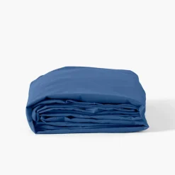 Draps Housse|Carré Blanc Drap housse coton lavé Songe bleu de chine