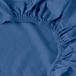 Draps Housse|Carré Blanc Drap housse coton lavé Songe bleu de chine