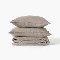 Draps Housse|Carré Blanc Drap housse coton lavé Songe grège