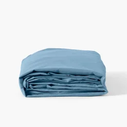 Draps Housse|Carré Blanc Drap housse coton lavé Songe bleu baltique