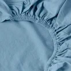 Draps Housse|Carré Blanc Drap housse coton lavé Songe bleu baltique