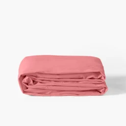 Draps Housse|Carré Blanc Drap housse en pur coton lavé biologique Souffle pétale