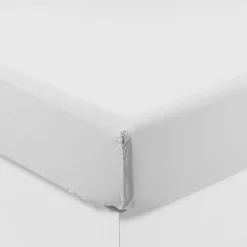 Draps Housse|Draps Housse|Carré Blanc Drap housse en pur coton lavé biologique Souffle blanc