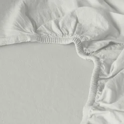 Draps Housse|Draps Housse|Carré Blanc Drap housse en pur coton lavé biologique Souffle nuage