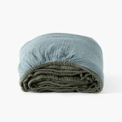 Coffrets Cadeaux|Coffrets Cadeaux|Carré Blanc Drap housse gaze de coton Infini kaki et céladon