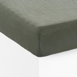 Coffrets Cadeaux|Coffrets Cadeaux|Carré Blanc Drap housse gaze de coton Infini kaki et céladon