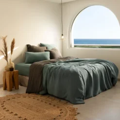 Coffrets Cadeaux|Coffrets Cadeaux|Carré Blanc Drap housse gaze de coton Infini kaki et céladon