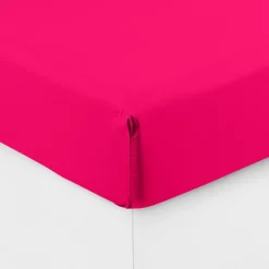 Draps Housse|Carré Blanc Drap housse percale de coton Neo magenta