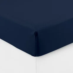 Draps Housse|Draps Housse|Carré Blanc Drap housse percale de coton Neo marine