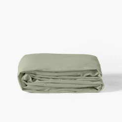 Draps Housse|Carré Blanc Drap housse pur coton lavé biologique Souffle sauge