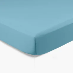 Draps Housse|Carré Blanc Drap housse satin de coton uni Prestige glacier