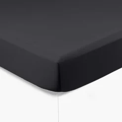Draps Housse|Carré Blanc Drap housse satin de coton uni Prestige noir