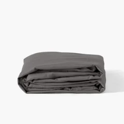 Draps Housse|Carré Blanc Drap housse satin de coton lavé bio Quartz galet