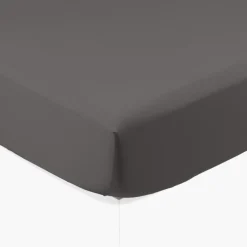 Draps Housse|Carré Blanc Drap housse satin de coton lavé bio Quartz galet