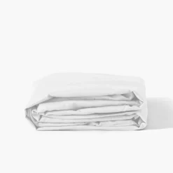 Draps Housse|Carré Blanc Drap housse satin de coton lavé bio Quartz blanc