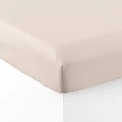 Coffrets Cadeaux|Draps Housse|Carré Blanc Drap housse satin de coton lavé bio Quartz dune