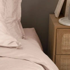 Draps Housse|Carré Blanc Drap housse satin de coton uni Prestige nacre