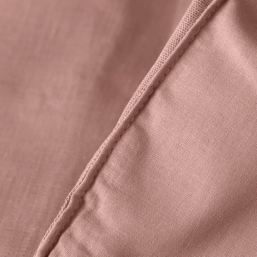 Plaids Et Couvre-lits|Plaids|Carré Blanc Edredon lin et coton lavé Songe rose cendré